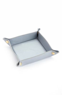 ROYCE New York Catchall Leather Valet Tray in Silver