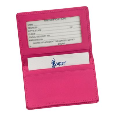 ROYCE New York Executive Card Holder in Bright Pink