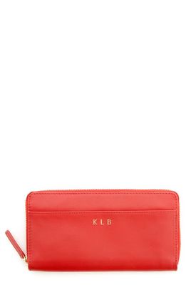 ROYCE New York Personalized Continental RFID Leather Zip Wallet in Red - Deboss