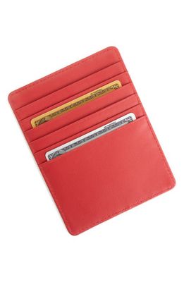 ROYCE New York Personalized Leather Vaccine Card Holder in Red - Deboss