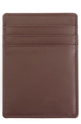 ROYCE New York Personalized Magnetic Money Clip Card Case in Brown- Deboss 