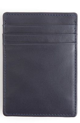 ROYCE New York Personalized Magnetic Money Clip Card Case in Navy Blue- Deboss