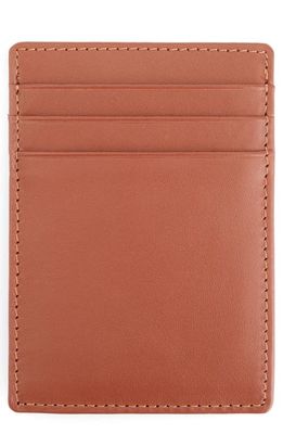 ROYCE New York Personalized Magnetic Money Clip Card Case in Tan- Deboss