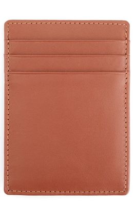 ROYCE New York Personalized Magnetic Money Clip Card Case in Tan- Silver Foil 