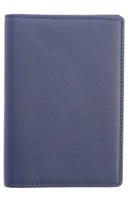 ROYCE New York Personalized RFID Leather Card Case in Navy Blue- Deboss 