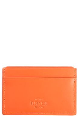 ROYCE New York Personalized RFID Leather Card Case in Orange - Gold Foil
