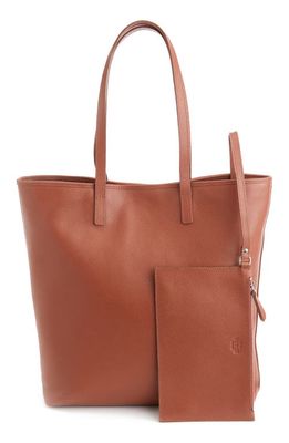 ROYCE New York Personalized Tall Tote & Wristlet in Tan - Gold Foil