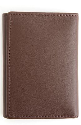 ROYCE New York Personalized Trifold Wallet in Brown- Deboss
