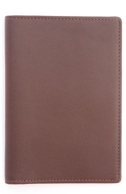 ROYCE New York RFID Leather Card Case in Brown- Silver Foil