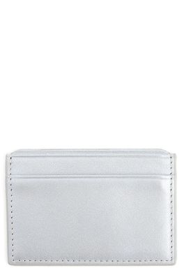 ROYCE New York RFID Leather Card Case in Silver- Silver Foil