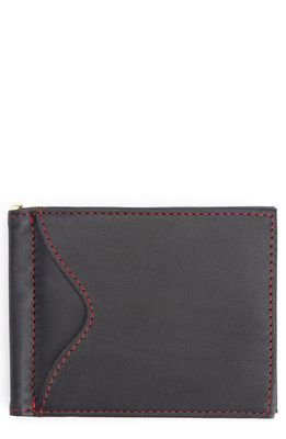 ROYCE New York RFID Leather Money Clip Card Case in Black/Red
