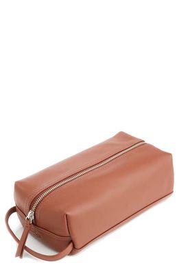 ROYCE New York Small Personalized Toiletry Bag in Tan - Gold Foil