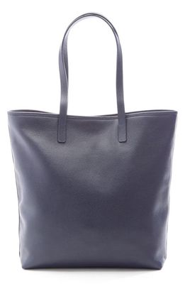 ROYCE New York Tall Leather Tote with Wristlet in Navy Blue