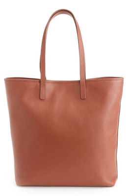 ROYCE New York Tall Leather Tote with Wristlet in Tan