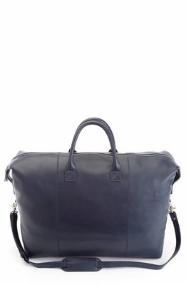 ROYCE New York Weekender Leather Duffle Bag in Navy Blue