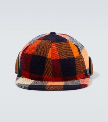 RRL Checked wool flap cap