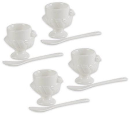 RSVP Set of 4 Porcelain Egg Cups & Spoons