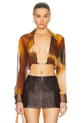 RTA Cropped Shirt in Brown