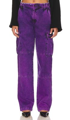RTA Denim Cargo Pant in Purple