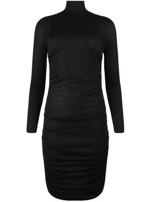 RtA gathered silk-blend mini dress - Black