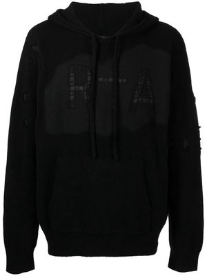 RtA logo-patch drawstring hoodie - Black