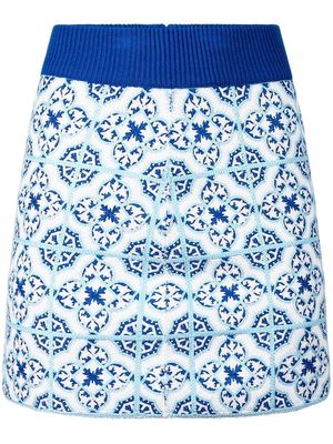 RtA Matilde tile-motif fitted skirt - Blue