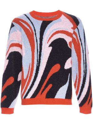 RTA swirl-pattern intarsia-knit jumper - Red