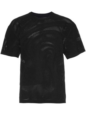 RTA swirl-pattern open-knit T-shirt - Black