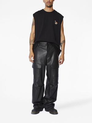 RTA wide-leg leather cargo trousers - Black