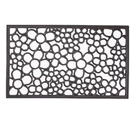 Rubber Rectangle Daisy Scroll Design Doormat - 100% rubber