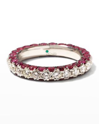 Ruby and Diamond 3-Sided Band Ring