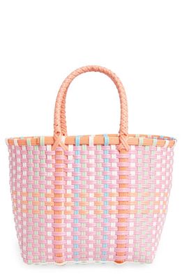 Ruby & Ry Kids' Basket Weave Tote Bag in Multi Pink