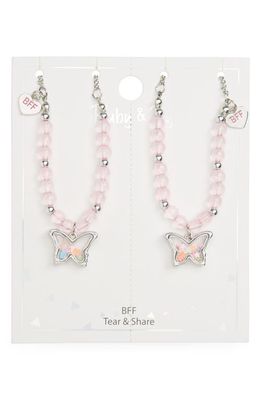 Ruby & Ry Kids' Butterfly BFF Set of Two Friendship Necklaces in Pink Multi
