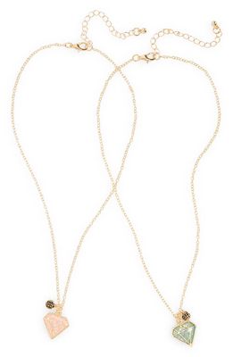 Ruby & Ry Kids' Diamond BFF Set of Two Friendship Necklaces in Gold