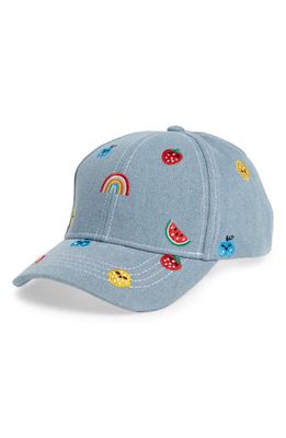 Ruby & Ry Kids' Embroidered Cotton Baseball Cap in Multi Blue