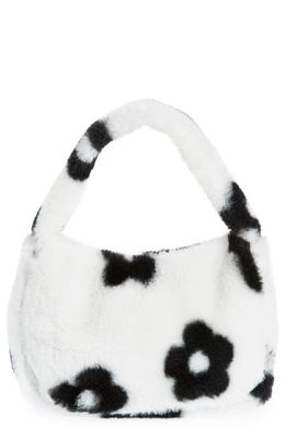 Ruby & Ry Kids' Floral Faux Fur Hobo Bag in White Multi