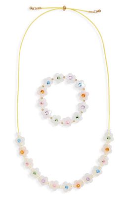 Ruby & Ry Kids' Floral Necklace & Bracelet Set in Gold Multi