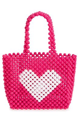 Ruby & Ry Kids' Heart Beaded Top Handle Bag in Pink Multi