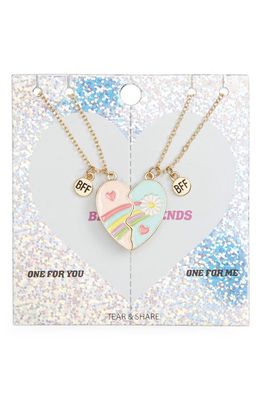 Ruby & Ry Kids' Heart Charm BFF Set of Two Friendship Necklaces in Gold Multi