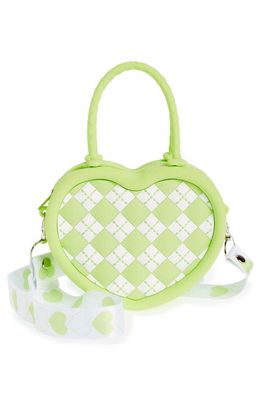 Ruby & Ry Kids' Plaid Rubber Heart Top Handle Bag in Green Multi