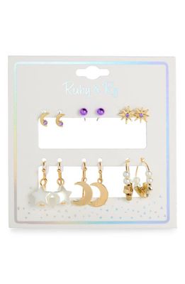 Ruby & Ry Kids' Set of 6 Assorted Earrings in Gold 