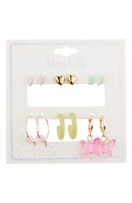 Ruby & Ry Kids' Set of 6 Earrings in Gold Multi