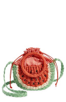 Ruby & Ry Kids' Watermelon Straw Bag in Pink Multi