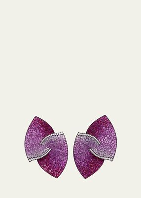 Ruby, Pink Sapphire and Diamond Shark Fin Earrings