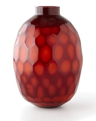 Ruby Red Etched Glass Vase II