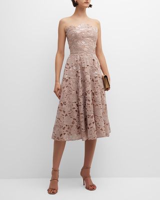 Ruby Strapless Sequin Lace Midi Dress