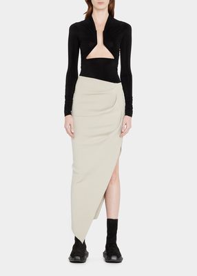 Ruched Asymmetric Skirt
