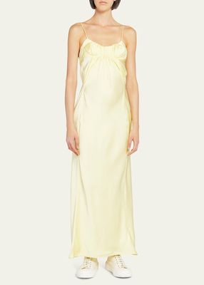 Ruched Bustier Satin Maxi Dress