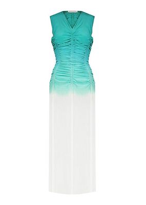 Ruched Dip-Dyed Maxi Dress