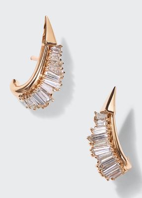 Ruched Ear Clips with White Diamonds and 20K Recycled Rose Gold